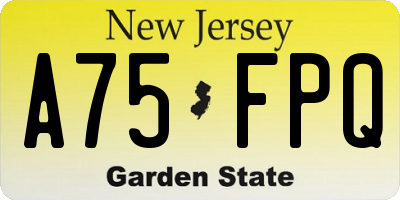NJ license plate A75FPQ