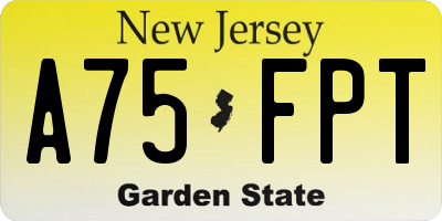 NJ license plate A75FPT