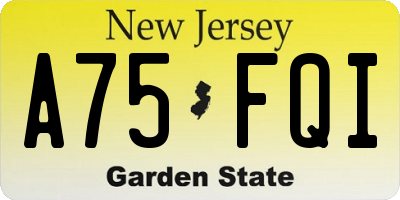 NJ license plate A75FQI