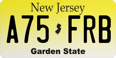 NJ license plate A75FRB