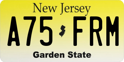 NJ license plate A75FRM