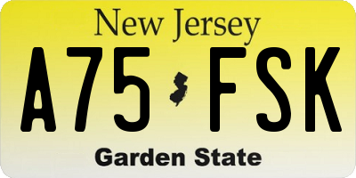 NJ license plate A75FSK