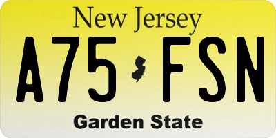 NJ license plate A75FSN