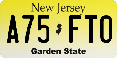 NJ license plate A75FTO