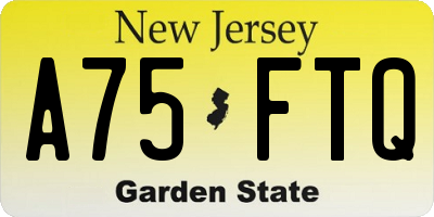 NJ license plate A75FTQ