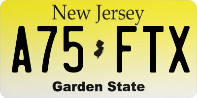 NJ license plate A75FTX