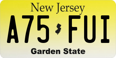 NJ license plate A75FUI
