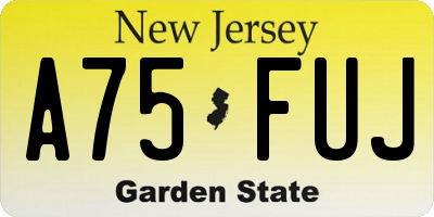 NJ license plate A75FUJ