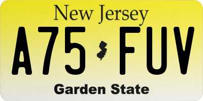 NJ license plate A75FUV