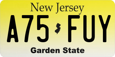 NJ license plate A75FUY