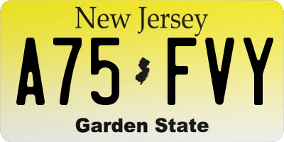NJ license plate A75FVY