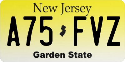 NJ license plate A75FVZ
