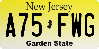 NJ license plate A75FWG