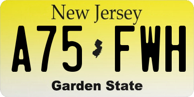NJ license plate A75FWH