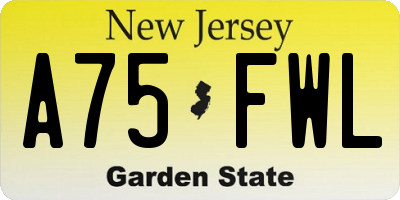 NJ license plate A75FWL