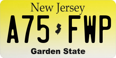 NJ license plate A75FWP