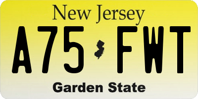 NJ license plate A75FWT