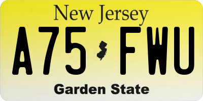 NJ license plate A75FWU