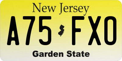 NJ license plate A75FXO
