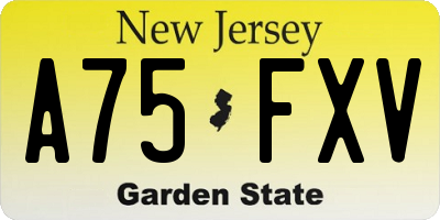 NJ license plate A75FXV
