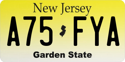 NJ license plate A75FYA
