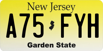 NJ license plate A75FYH