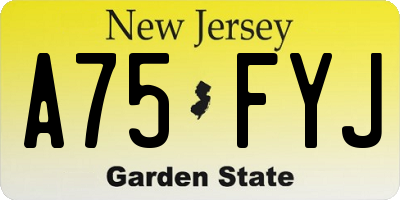 NJ license plate A75FYJ