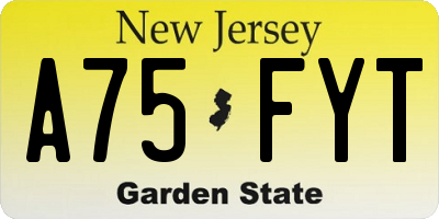 NJ license plate A75FYT