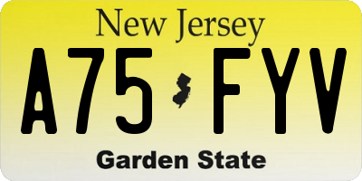 NJ license plate A75FYV