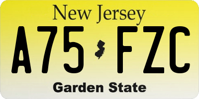 NJ license plate A75FZC