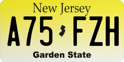 NJ license plate A75FZH
