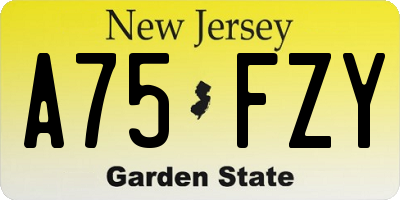 NJ license plate A75FZY