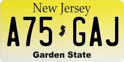 NJ license plate A75GAJ
