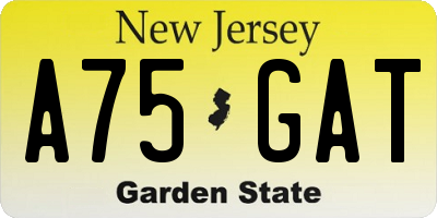 NJ license plate A75GAT
