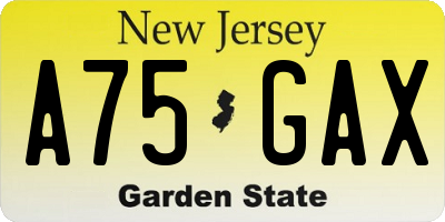 NJ license plate A75GAX