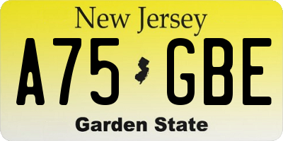 NJ license plate A75GBE