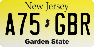 NJ license plate A75GBR