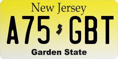 NJ license plate A75GBT