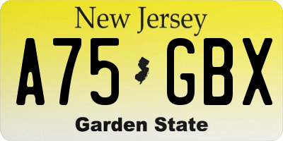 NJ license plate A75GBX