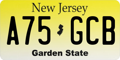 NJ license plate A75GCB