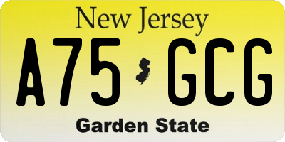 NJ license plate A75GCG