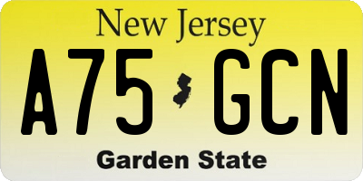 NJ license plate A75GCN