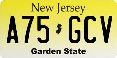 NJ license plate A75GCV