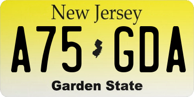 NJ license plate A75GDA