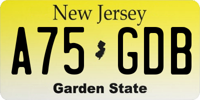 NJ license plate A75GDB