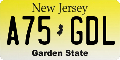 NJ license plate A75GDL