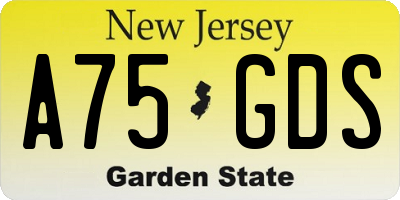 NJ license plate A75GDS