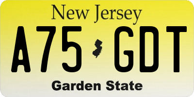 NJ license plate A75GDT
