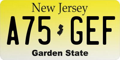 NJ license plate A75GEF