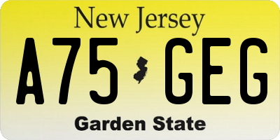 NJ license plate A75GEG